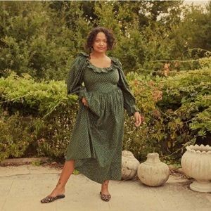 Doen Zarina Dress Forest Parc Monceau Green Size XS